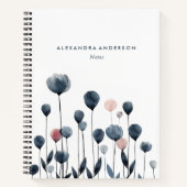 Moderne Minimal Waterverf Wildflowers Notitieboek (Voorkant)