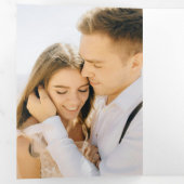 Moderne Minimal Wedding RSVP Details QR Code Foto Drieluik Uitnodiging (Binnenzijde eerst)