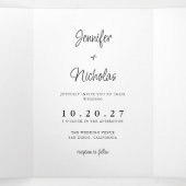 Moderne Minimal Wedding RSVP Details QR Code Foto Drieluik Uitnodiging (Binnenkant midden)