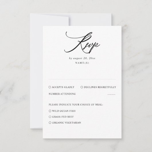 Moderne Minimal Wedding RSVP Kaart (Voorkant)