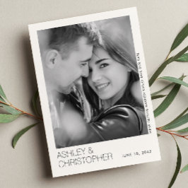 Moderne Minimal Wedding Save-the-Date BW-fotokaart Save The Date