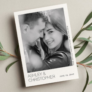 Moderne Minimal Wedding Save-the-Date BW-fotokaart Save The Date