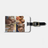 Moderne Minimal White 4 Fotocollage met Contact Bagagelabel (Voorkant horizontaal)