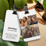Moderne Minimal White 4 Fotocollage met Contact Bagagelabel<br><div class="desc">Foto college en eenvoudige tekstblokken voor uw type. Een modern ontwerp met het fotorooster maakt dit een eenvoudig ontwerp met zwart type op een witte achtergrond voor uw contactgegevens. Een unieke manier om herinneringen vast te leggen en te delen met vrienden en familie.</div>