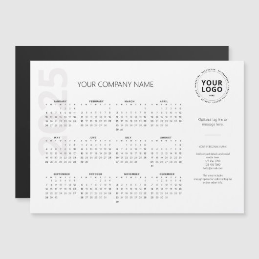 Moderne Minimal White Business Kalender 2025 (Voorkant / Achterkant)