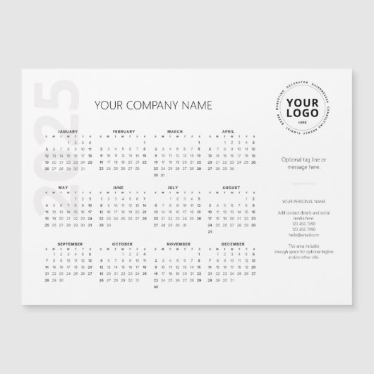 Moderne Minimal White Business Kalender 2025 (Voorkant)
