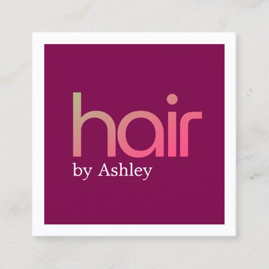 Moderne Minimal White Rose Red Bold Hair Salon Vierkante Visitekaartje (Voorkant)