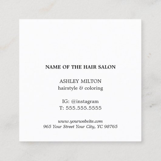 Moderne Minimal White Rose Red Bold Hair Salon Vierkante Visitekaartje (Achterkant)