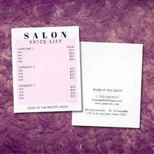 Moderne Minimal White Rose Salon prijslijst Flyer