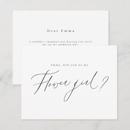 Moderne minimal wil je mijn bloemenmeisje zijn scr kaart (Voorkant / Achterkant)