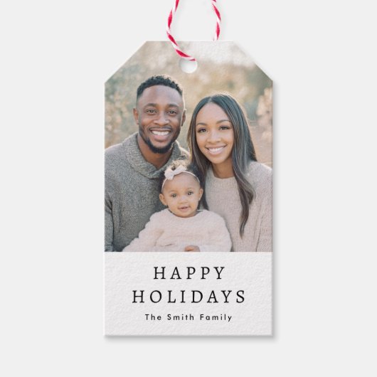 Moderne minimal witte Prettige Feestdagen Cadeaulabel (Voorkant)