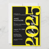 Moderne Minimal Yellow Typography Graduation Party Kaart (Voorkant)