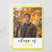 Moderne Minimal Yellow Typography Graduation Party Kaart (Achterkant)