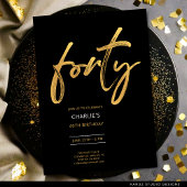 Moderne Minimal Zwart Goud 40e Verjaardag Kaart