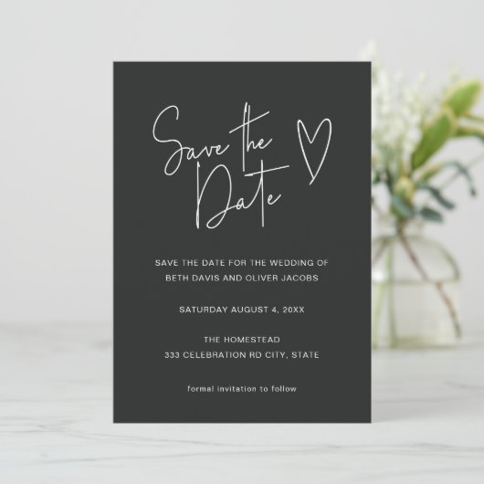 Moderne Minimal Zwart Wit Foto Bewaar de Datum Save The Date (Staand voorkant)