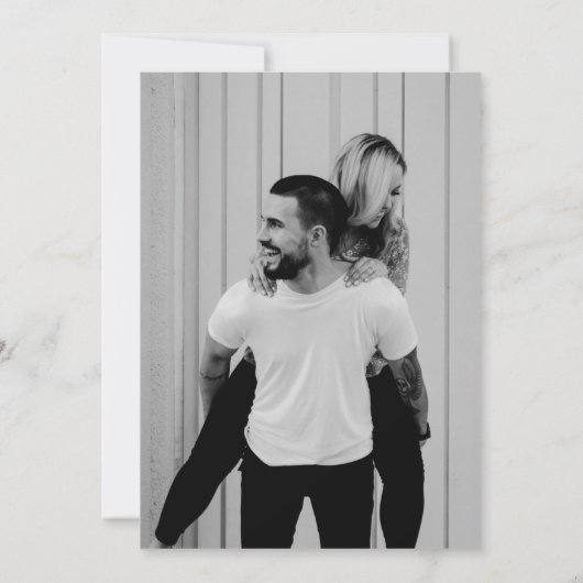 Moderne Minimal Zwart Wit Foto Bewaar de Datum Save The Date (Achterkant)