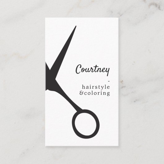 Moderne Minimal Zwart Wit Haar Stylist Visitekaartje (Voorkant)