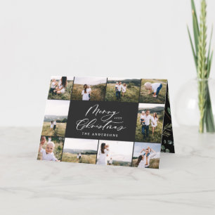 Moderne minimale 11 foto, nieuw jaar zwart gezin feestdagen kaart