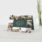 Moderne minimale 11 foto's nieuwe jaar groene fami feestdagen kaart (Voorkant)