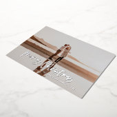 Moderne, minimale 1 foto blauw script kerst folie feestdagenkaart (Gedraaid)