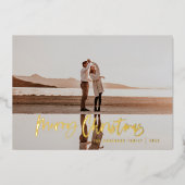 Moderne, minimale 1 foto rode kerstmis folie feestdagenkaart (Voorkant)