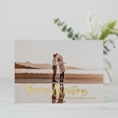 Moderne, minimale 1 foto rode kerstmis folie feestdagenkaart (Staand Voorkant)