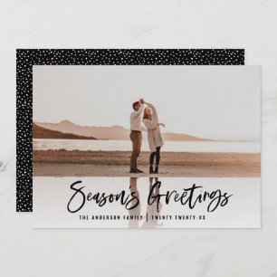 Moderne, minimale 1 foto zwart-witte kerst feestdagenkaart