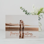 Moderne, minimale 1 foto zwarte Kerstmis Folie Feestdagenkaart (Staand Voorkant)