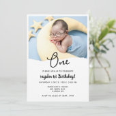 Moderne minimale 1e verjaardag foto kaart (Staand voorkant)