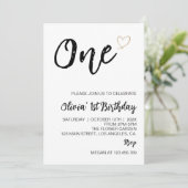 Moderne minimale 1e verjaardag foto uitnodiging (Staand voorkant)