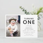 Moderne minimale 1e verjaardag foto verjaardagsfee kaart (Staand voorkant)