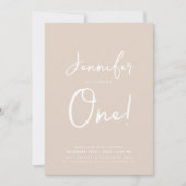 Moderne minimale 1e verjaardag Script Champagne Kaart (Voorkant)