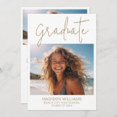 Moderne, minimale 2-foto-Afstuderen Kaart (Voorkant / Achterkant)