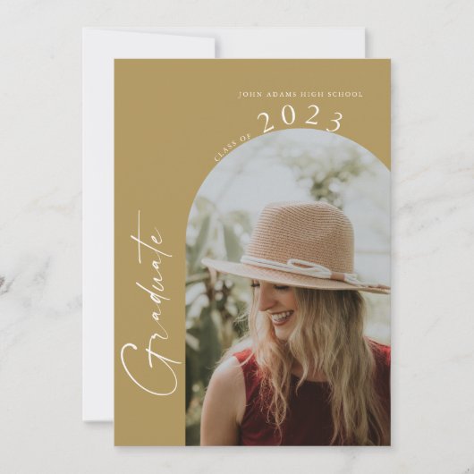 Moderne, minimale 2-foto Gold GraduPartij Kaart (Voorkant)