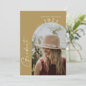 Moderne, minimale 2-foto Gold GraduPartij Kaart (Staand voorkant)