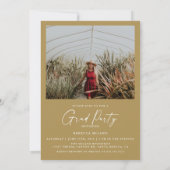 Moderne, minimale 2-foto Gold GraduPartij Kaart (Achterkant)