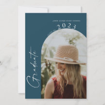 Moderne minimale 2-fotomarineblauw Graduation Part