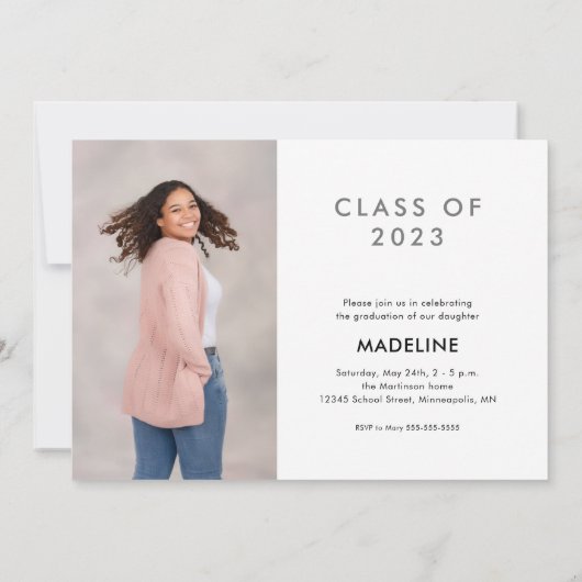 Moderne minimale 2 foto's horizontaal Afstuderen Kaart (Achterkant)