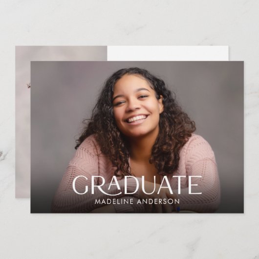 Moderne minimale 2 foto's horizontaal Afstuderen Kaart (Voorkant / Achterkant)