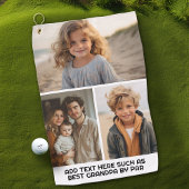 Moderne minimale 3 foto collage met tekst golfhanddoek