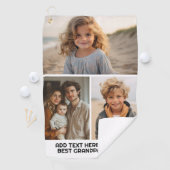 Moderne minimale 3 foto collage met tekst golfhanddoek (Insitu)