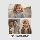 Moderne minimale 3 foto collage met tekst golfhanddoek (Voorkant)