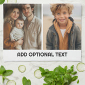 Moderne minimale 3 foto collage met tekst theedoek (Gevouwen)