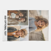 Moderne minimale 3 foto collage met tekst theedoek (Horizontaal)