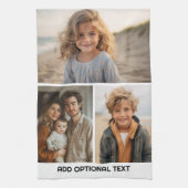 Moderne minimale 3 foto collage met tekst theedoek (Verticaal)