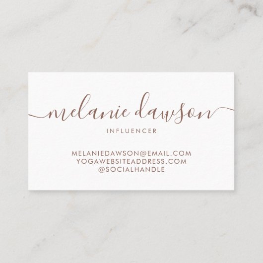 Moderne minimale 3 foto-influencer Brown Visitekaartje (Achterkant)