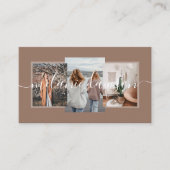 Moderne minimale 3 foto-influencer Brown Visitekaartje (Voorkant)