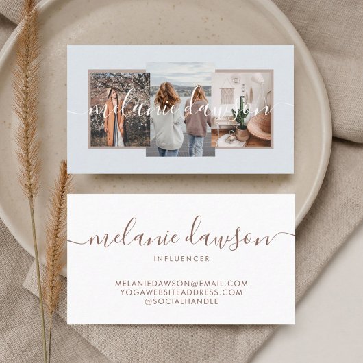 Moderne minimale 3 Foto Social Influencer Bleek Bl Visitekaartje