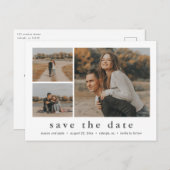 Moderne Minimale 3 Foto sparen de Datum Aankondigingskaart (Voorkant / Achterkant)