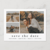 Moderne Minimale 3 Foto sparen de Datum Aankondigingskaart (Voorkant)